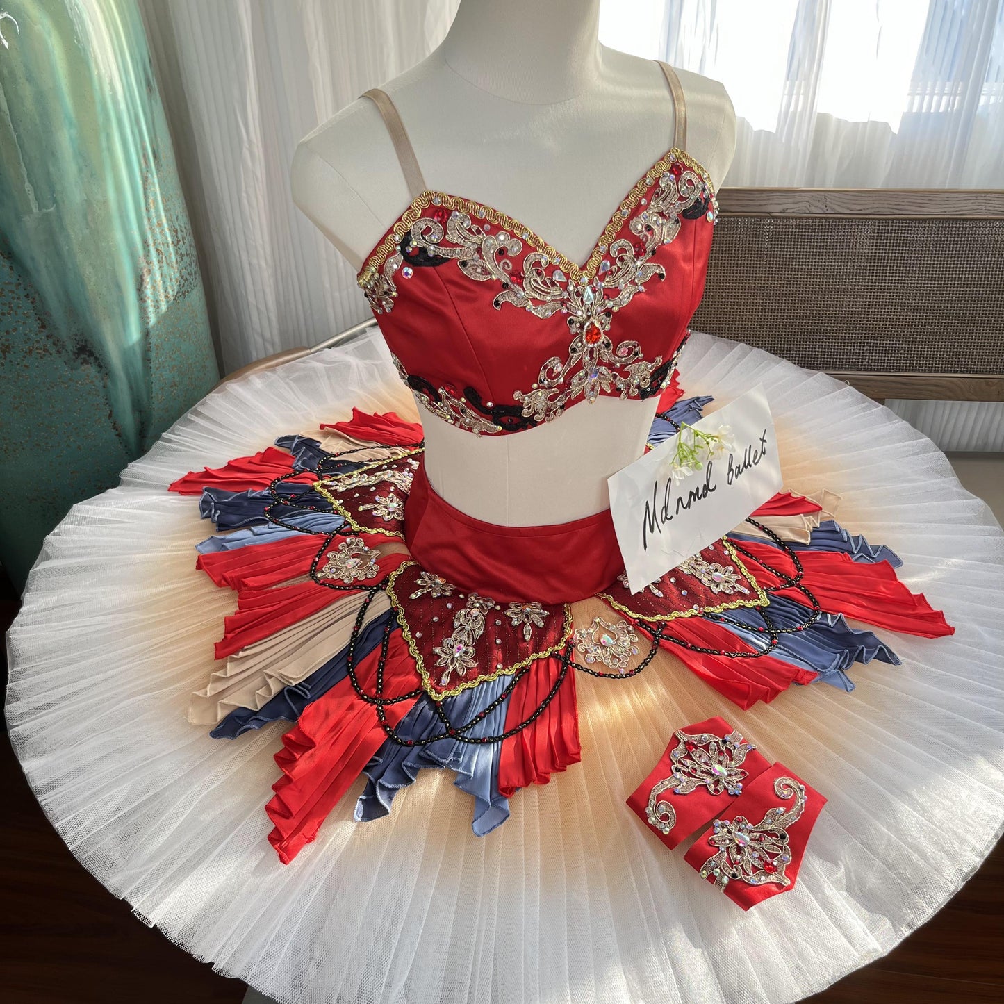 Exquisite Red and Gold Ballet Tutu Costume - BLT0542
