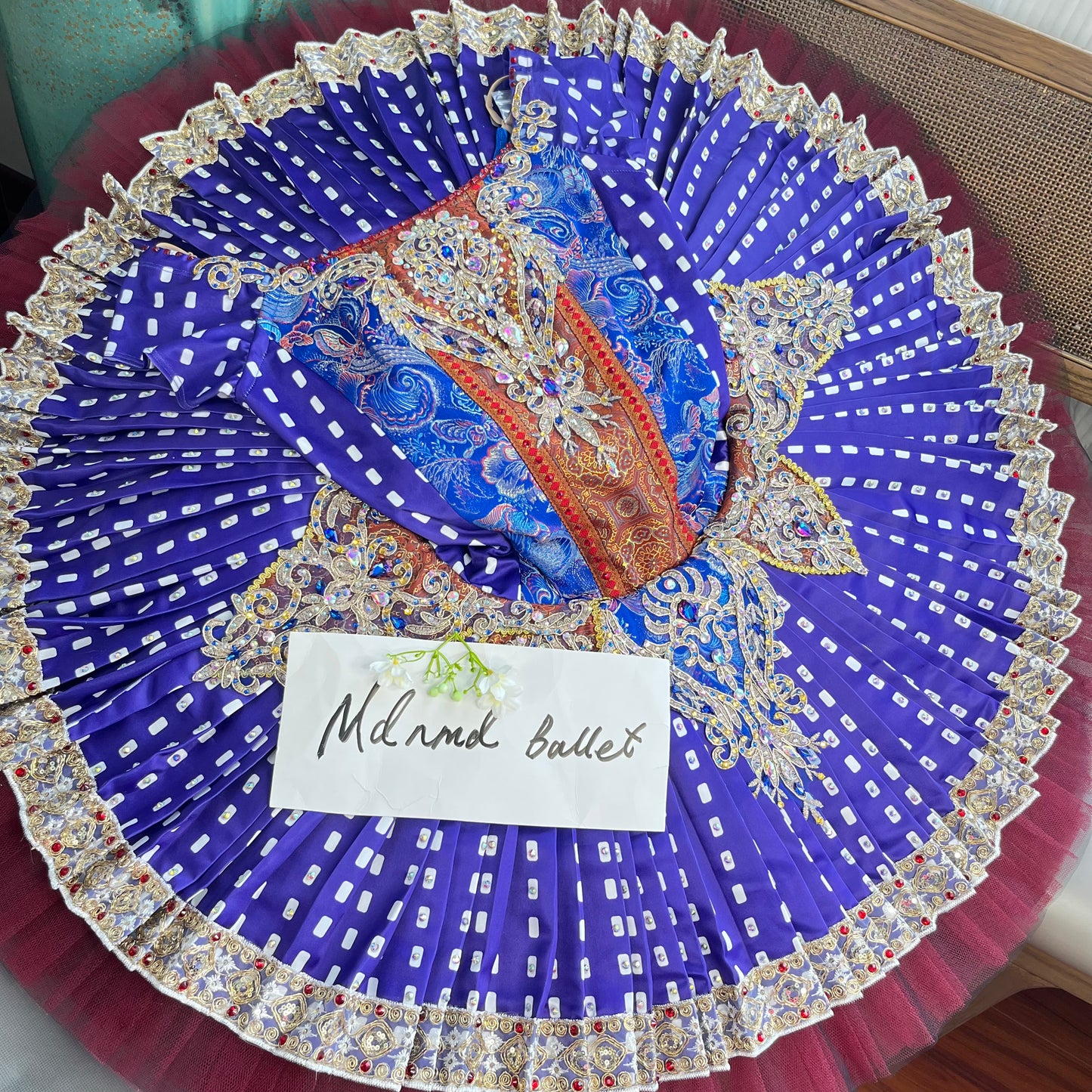 Royal Blue Ballet Tutu with Ornate Embellishments for Stage Performances - MDT0775
