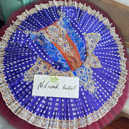 Royal Blue Ballet Tutu with Ornate Embellishments for Stage Performances - MDT0775