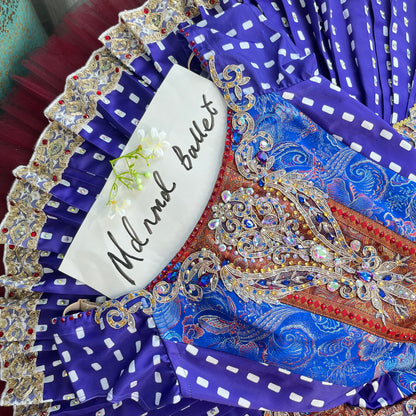 Royal Blue Ballet Tutu with Ornate Embellishments for Stage Performances - MDT0775