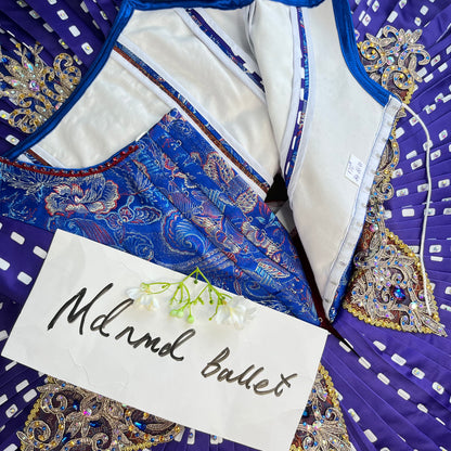 Royal Blue Ballet Tutu with Ornate Embellishments for Stage Performances - MDT0775