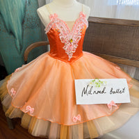 Orange Ballet Tutu Dress with Intricate Embroidery and Pearl Details - JYC0008