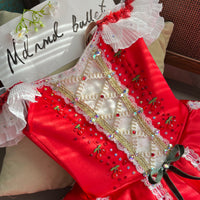 Red Lace Ballet Tutu with Intricate Beading and Custom Fit - MDC0618