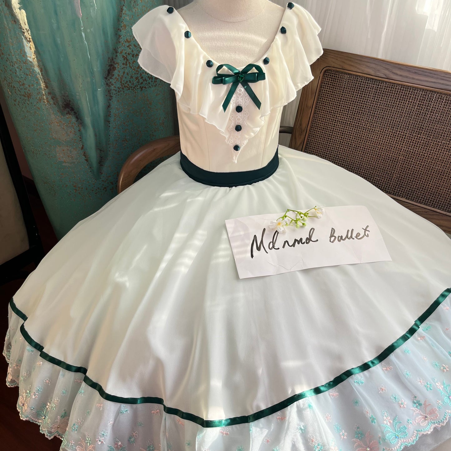 Ballet Tutu Dress with Floral Accents and Lace Details - MDC0268