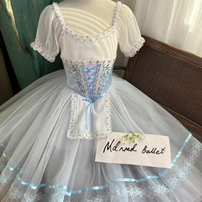 Ballet Romantic Dress with Floral Embroidery and Full Tulle Skirt - MDC0802