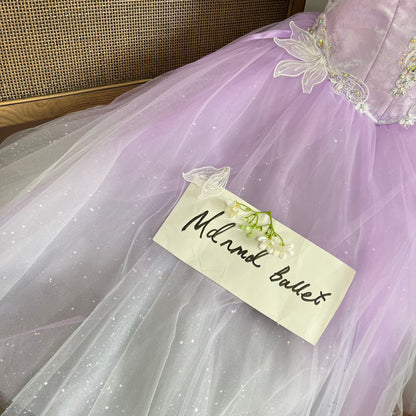 Lace Sequin Purple Ballet Dress,Suitable for Sleeping Beauty and Giselle themed ballet competitions.-MDC0450