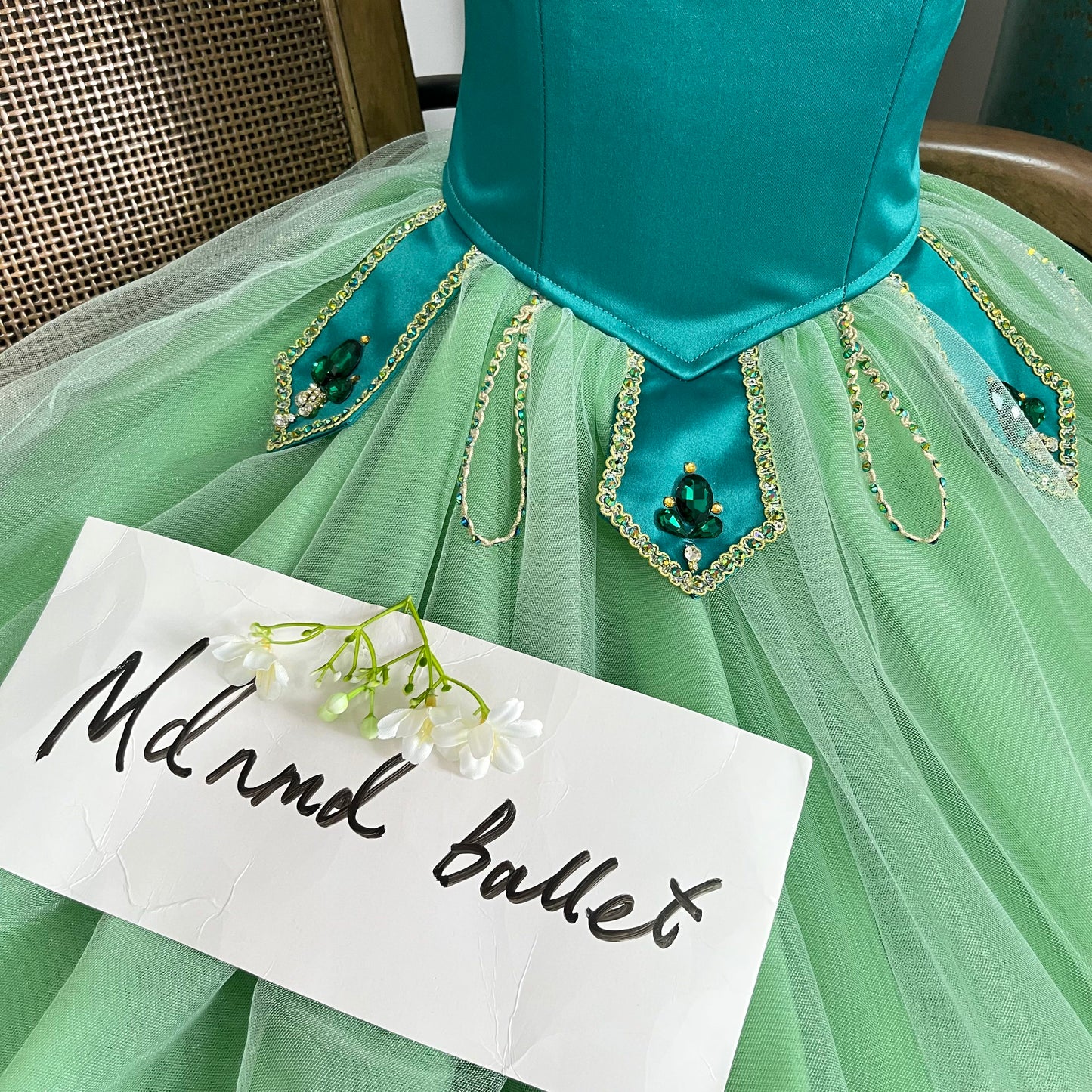 Professional Emerald - Themed Ballet Gown | Gemstone - Embellished | Ideal for Ballet Competitions-MDC1066