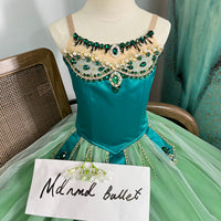 Professional Emerald - Themed Ballet Gown | Gemstone - Embellished | Ideal for Ballet Competitions-MDC1066