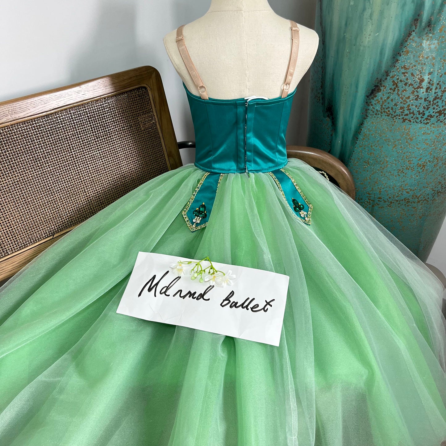 Professional Emerald - Themed Ballet Gown | Gemstone - Embellished | Ideal for Ballet Competitions-MDC1066