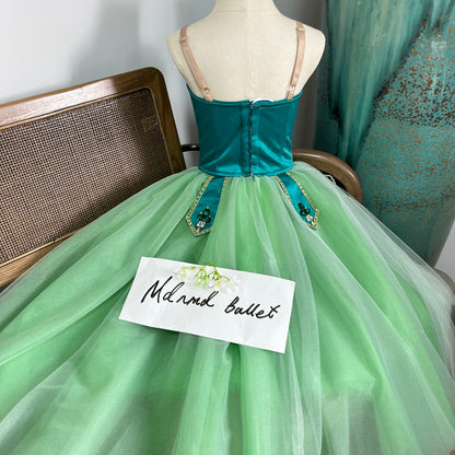 Professional Emerald - Themed Ballet Gown | Gemstone - Embellished | Ideal for Ballet Competitions-MDC1066