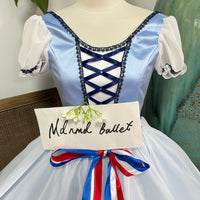 Exquisite Blue Ballet Gown with Puff Sleeves and Lacing Detail-MDC0105