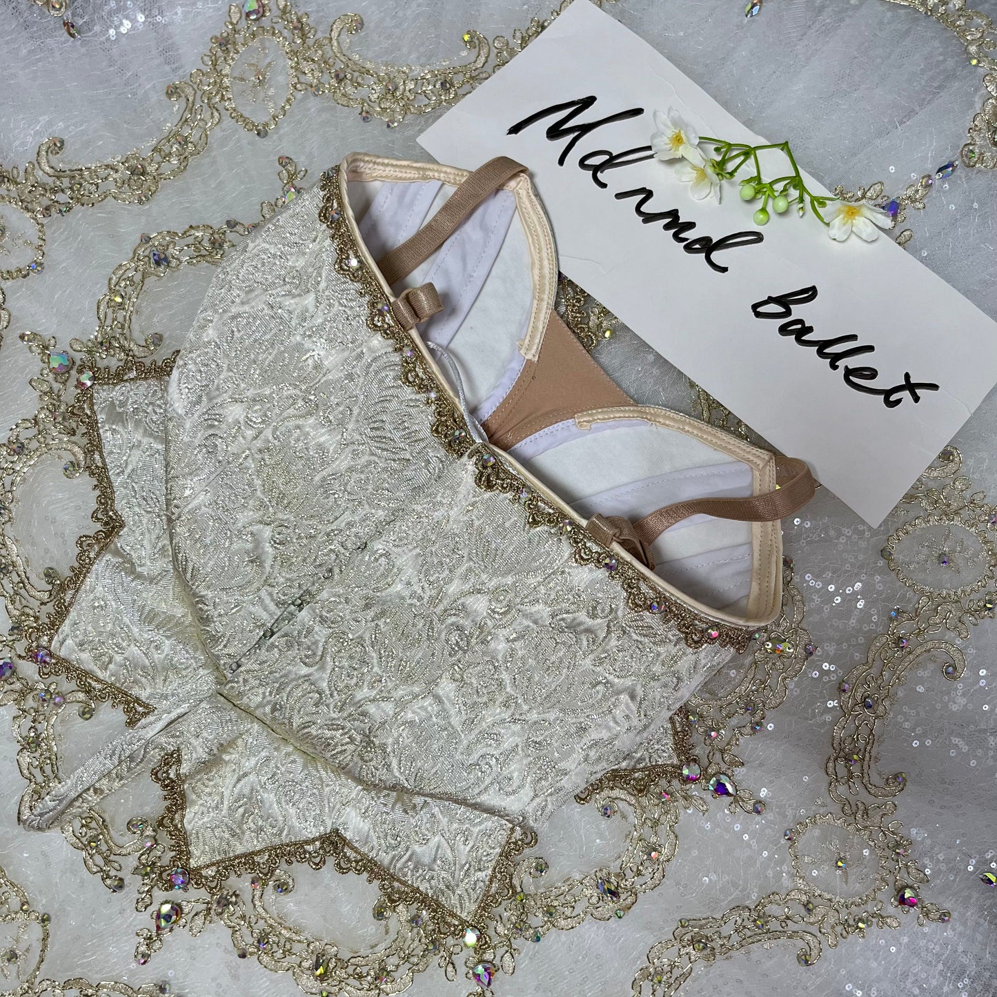 Exquisitely Handmade Gold Professional Ballet Dress Ideal for Competition Performance Costume and as a Wonderful Dance Gift-MDT0960