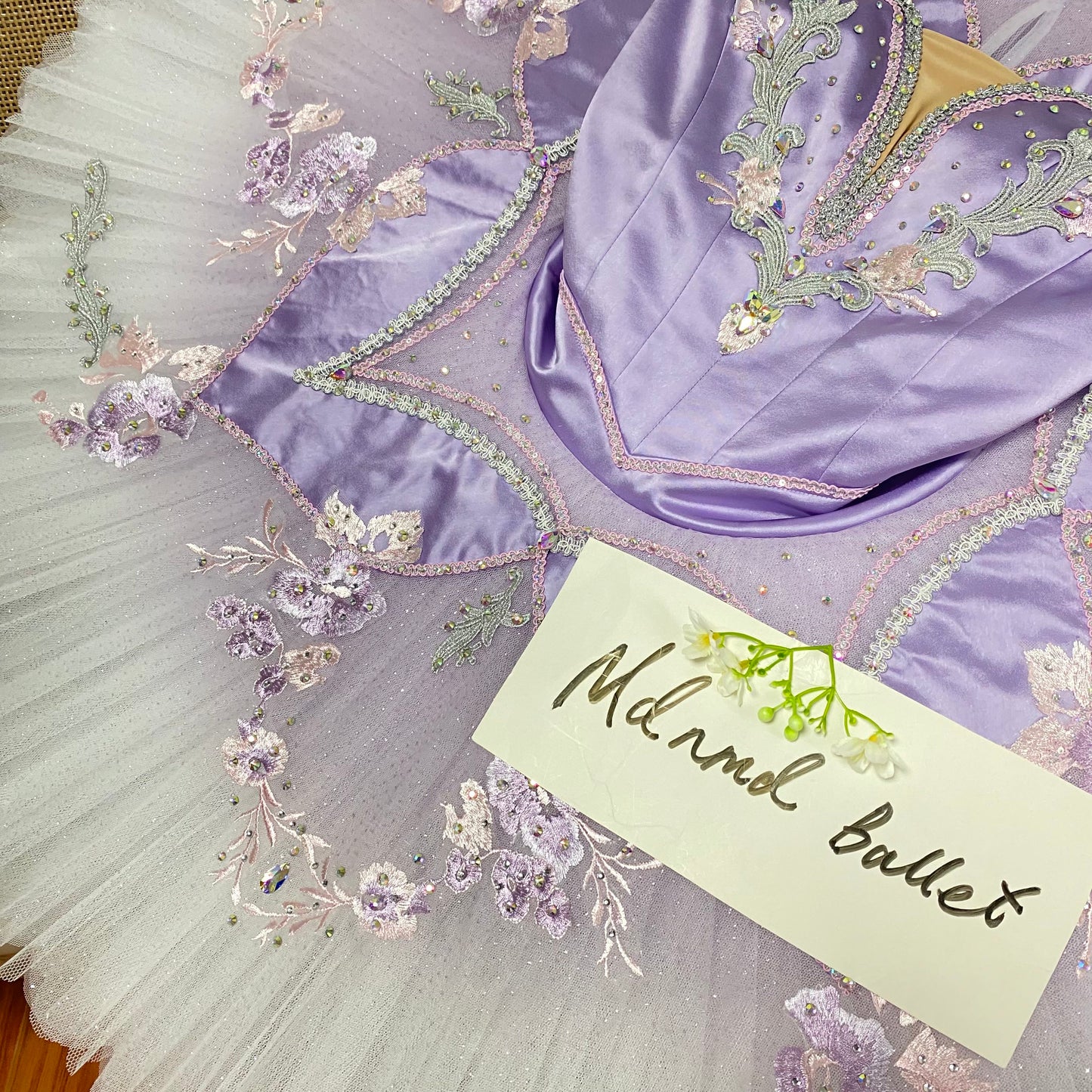 Dreamy Purple Ballet Tutu: Hand - blended Purple with Purple Floral Embroidery, Ideal for "The Sleeping Beauty" - Ballet Dancer's Attire-MDT0340