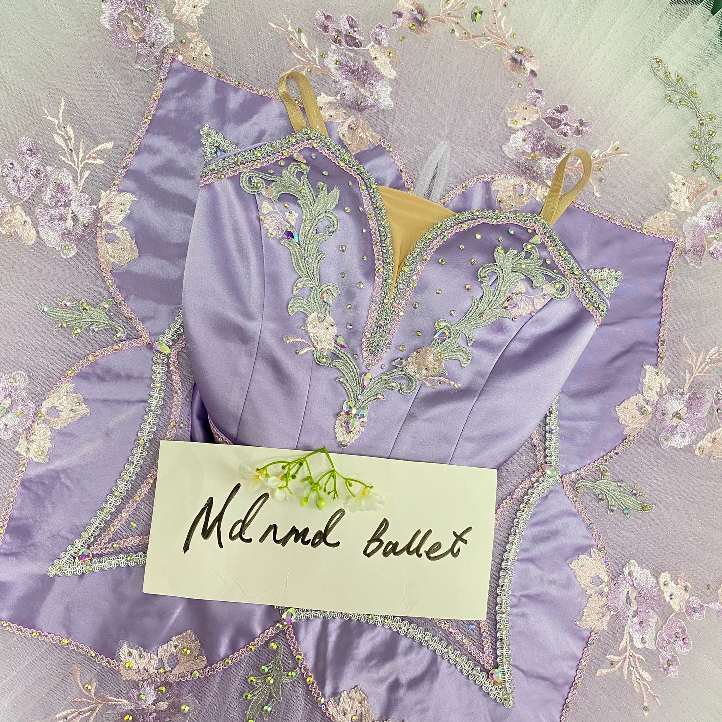 Dreamy Purple Ballet Tutu: Hand - blended Purple with Purple Floral Embroidery, Ideal for "The Sleeping Beauty" - Ballet Dancer's Attire-MDT0340
