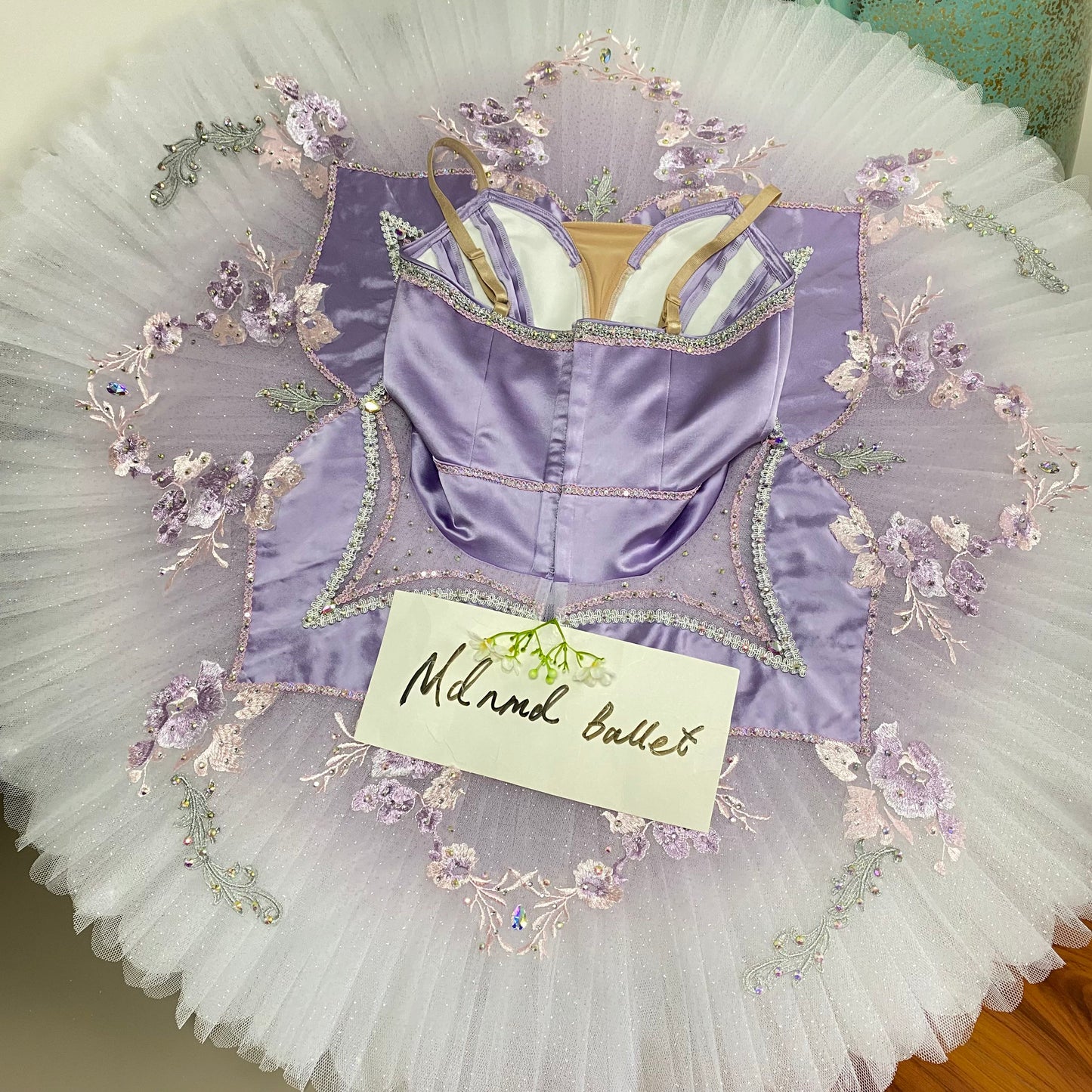 Dreamy Purple Ballet Tutu: Hand - blended Purple with Purple Floral Embroidery, Ideal for "The Sleeping Beauty" - Ballet Dancer's Attire-MDT0340