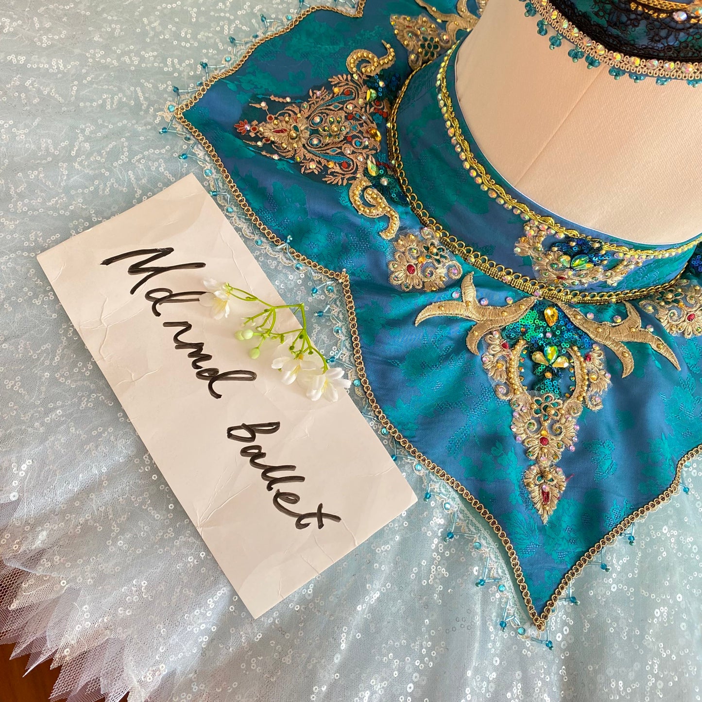Exquisite Hand - Embellished Turquoise Ballet Costume: A Dream for Dancers-MDT1188