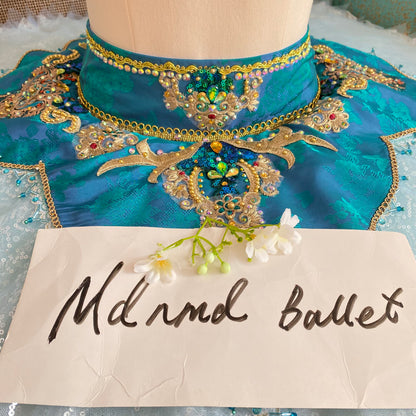 Exquisite Hand - Embellished Turquoise Ballet Costume: A Dream for Dancers-MDT1188
