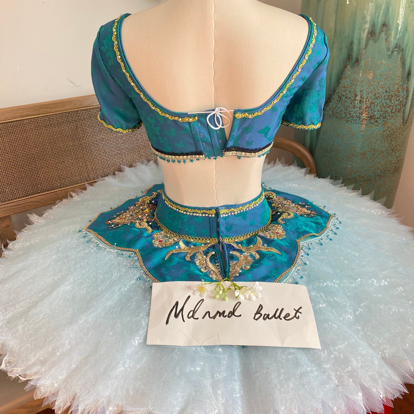 Exquisite Hand - Embellished Turquoise Ballet Costume: A Dream for Dancers-MDT1188