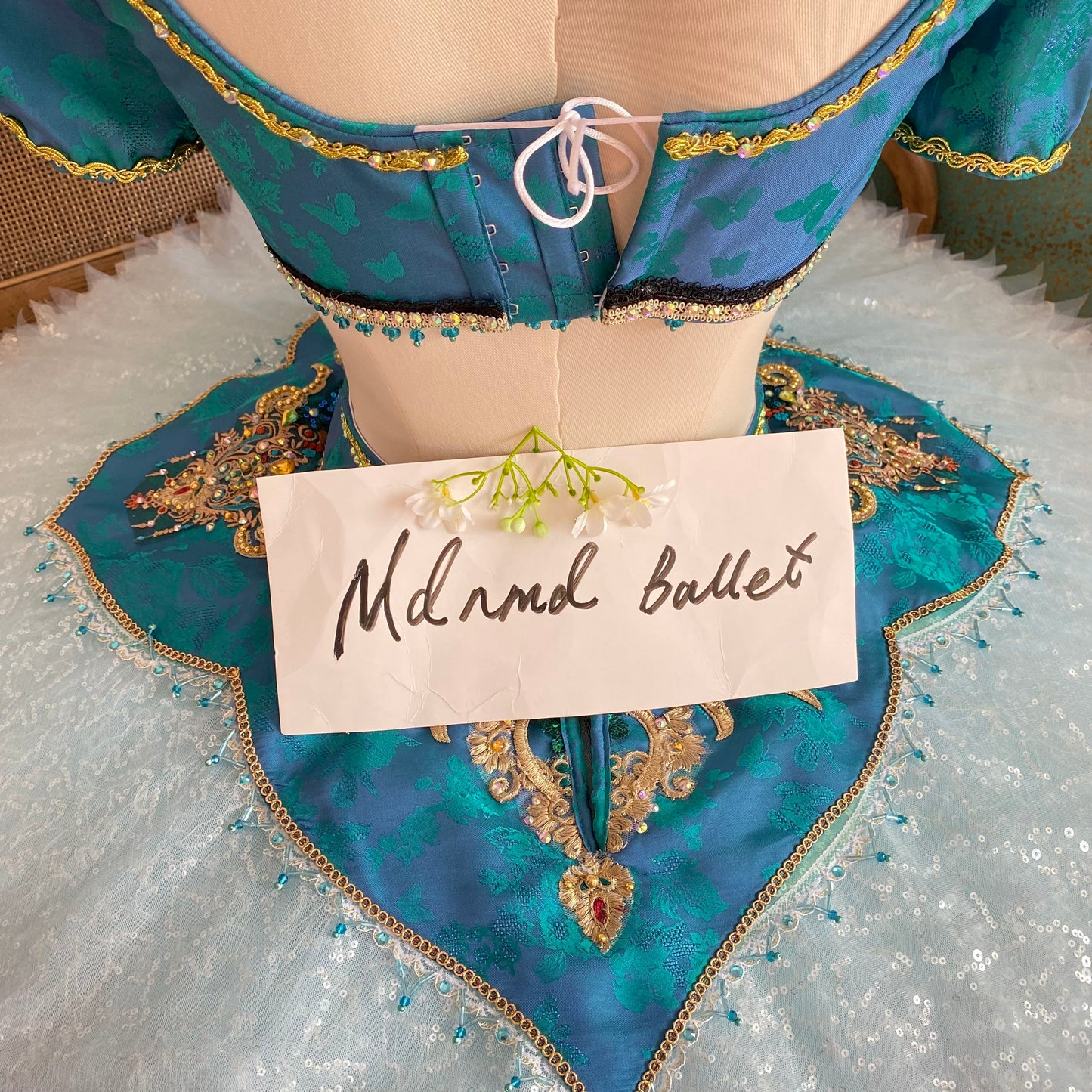Exquisite Hand - Embellished Turquoise Ballet Costume: A Dream for Dancers-MDT1188