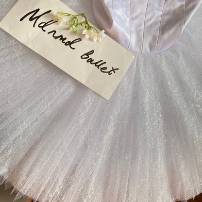 Elegant White Ballet Dress - Heart - Shaped Neckline & Glittering Tulle-MDT0168