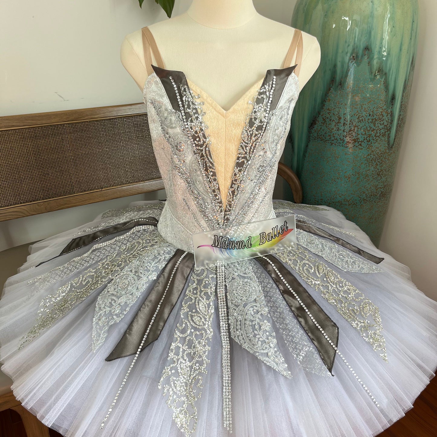 Silver Fairy Lace Sequin Ballet Costume | Professional Ballerina Dancewear-MDT1197