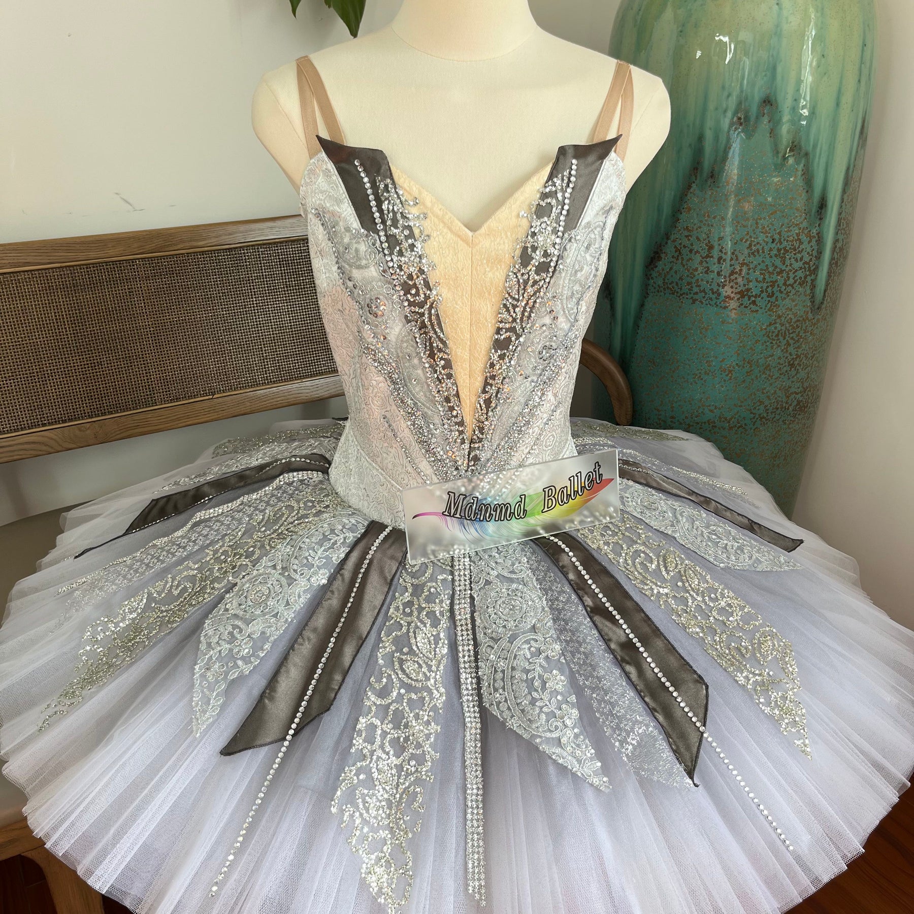 Silver Fairy Lace Sequin Ballet Costume | Professional Ballerina Dancewear-MDT1197