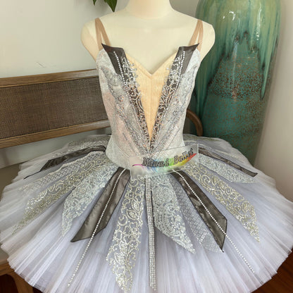 Silver Fairy Lace Sequin Ballet Costume | Professional Ballerina Dancewear-MDT1197
