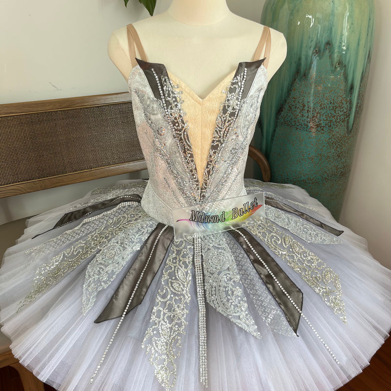 Silver Fairy Lace Sequin Ballet Costume | Professional Ballerina Dancewear-MDT1197