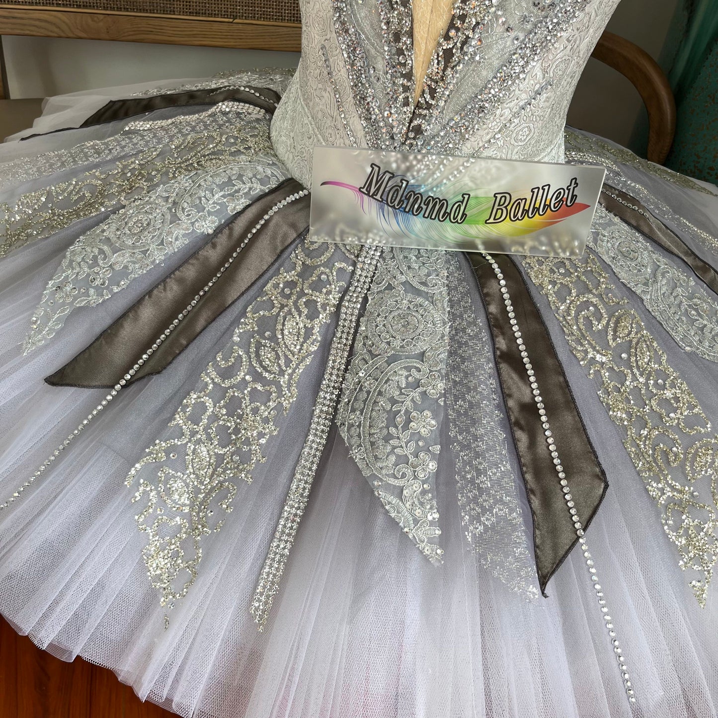 Silver Fairy Lace Sequin Ballet Costume | Professional Ballerina Dancewear-MDT1197
