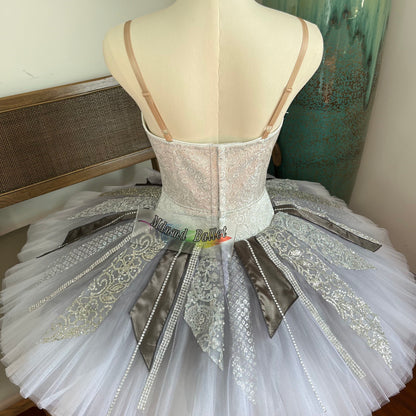 Silver Fairy Lace Sequin Ballet Costume | Professional Ballerina Dancewear-MDT1197