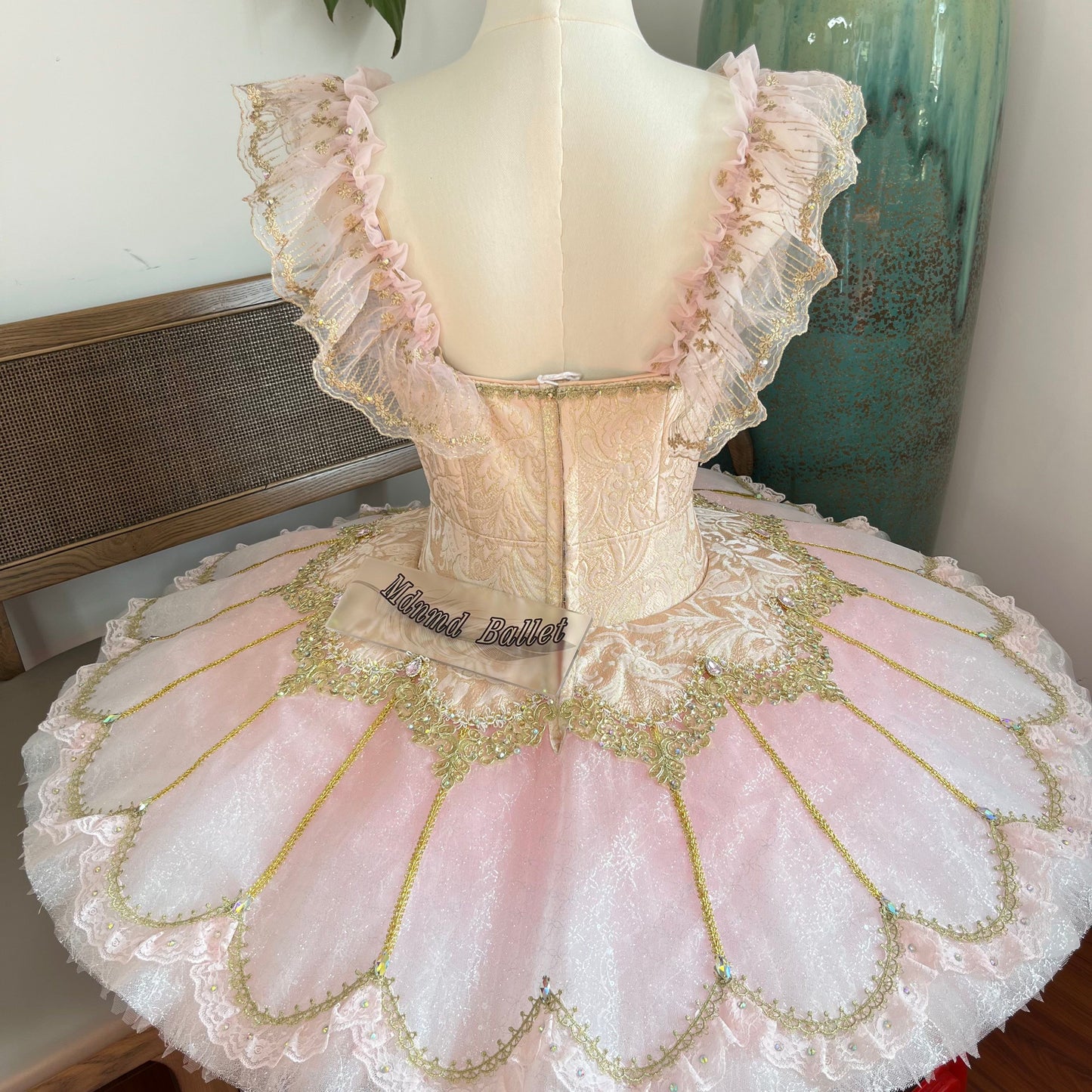 Professional Pink Platter Ballet Tutu for Youth America Grand Prix (YAGP) Golden - Embellished Ballet Skirt-MDT1216