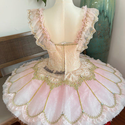 Professional Pink Platter Ballet Tutu for Youth America Grand Prix (YAGP) Golden - Embellished Ballet Skirt-MDT1216