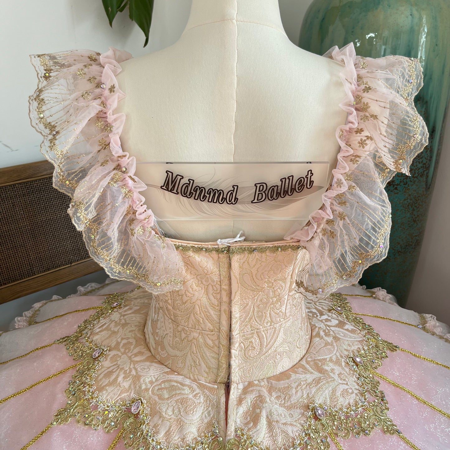 Professional Pink Platter Ballet Tutu for Youth America Grand Prix (YAGP) Golden - Embellished Ballet Skirt-MDT1216