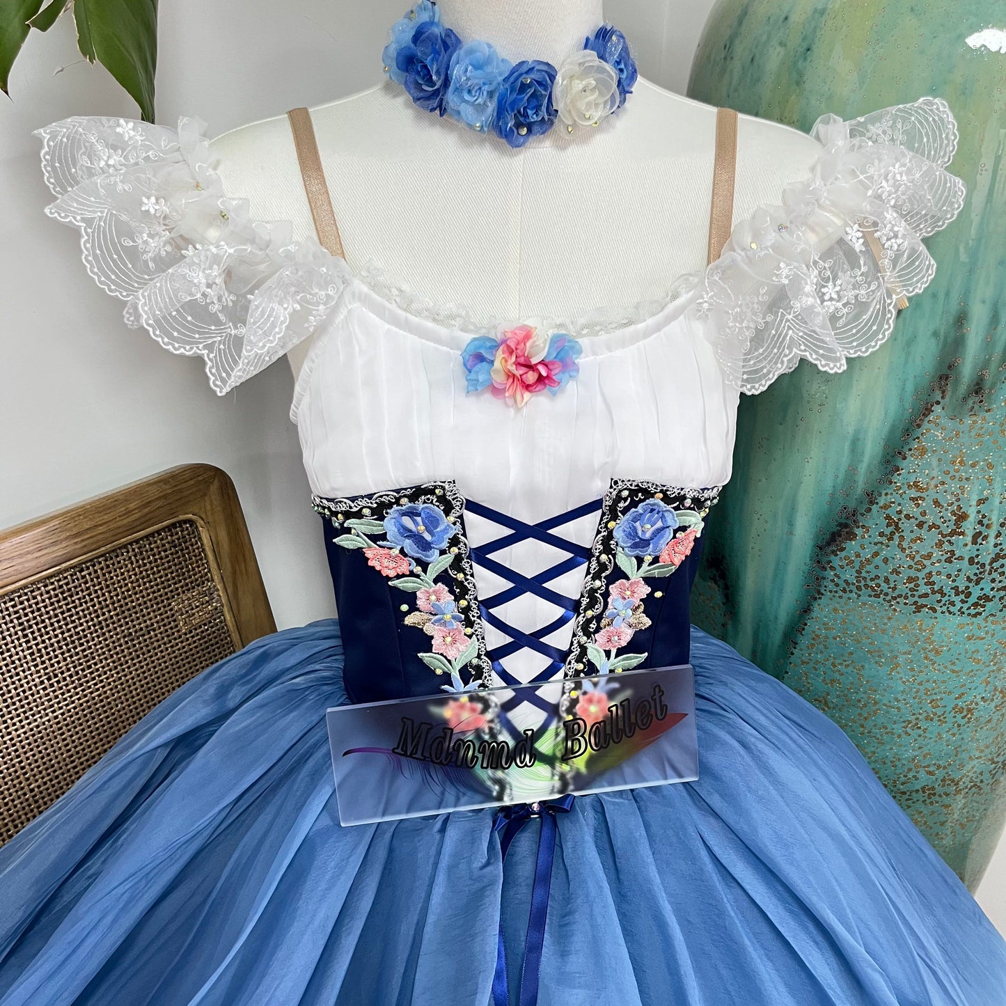 Exquisite Off - Shoulder Blue Ballet Dress - Ombre Tulle & Delicate Lace-MDC1068