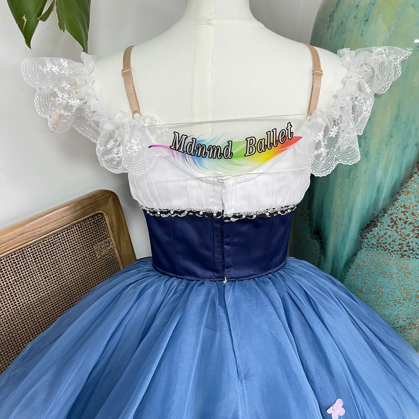 Exquisite Off - Shoulder Blue Ballet Dress - Ombre Tulle & Delicate Lace-MDC1068