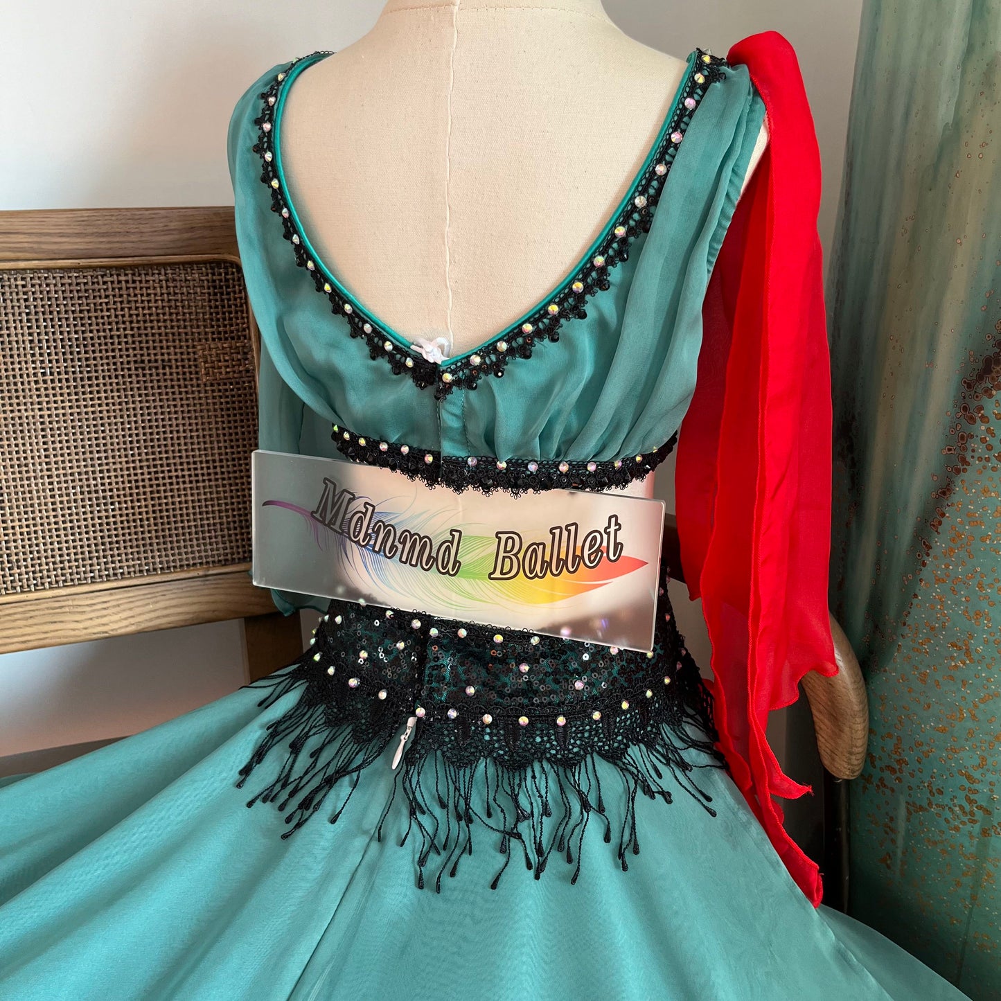 Green Pirate Miduo Long Dress | Professional Split - Style Pirate Ballet Gown for Dancers | Ballet Performance Costume-MDC1070