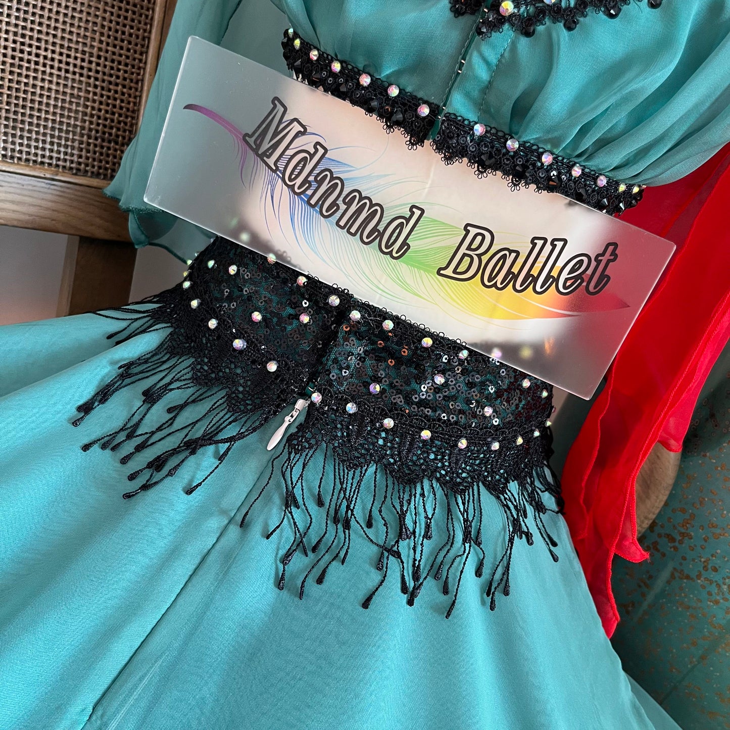 Green Pirate Miduo Long Dress | Professional Split - Style Pirate Ballet Gown for Dancers | Ballet Performance Costume-MDC1070