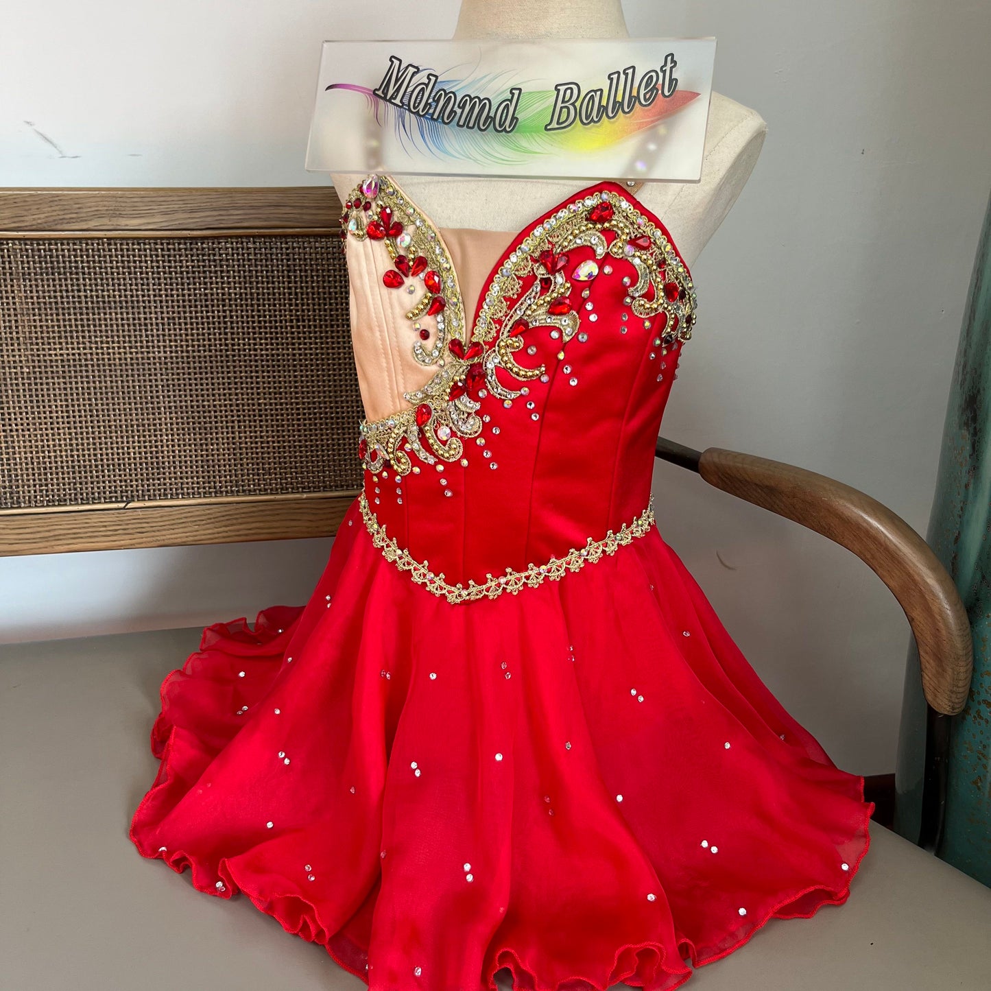 Professional classical ballet tutu. A passionate red Cupid design. Professional ballet dancers' ballet dress.-MDC1079