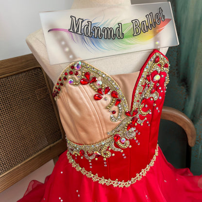 Professional classical ballet tutu. A passionate red Cupid design. Professional ballet dancers' ballet dress.-MDC1079