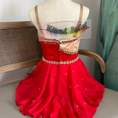 Professional classical ballet tutu. A passionate red Cupid design. Professional ballet dancers' ballet dress.-MDC1079