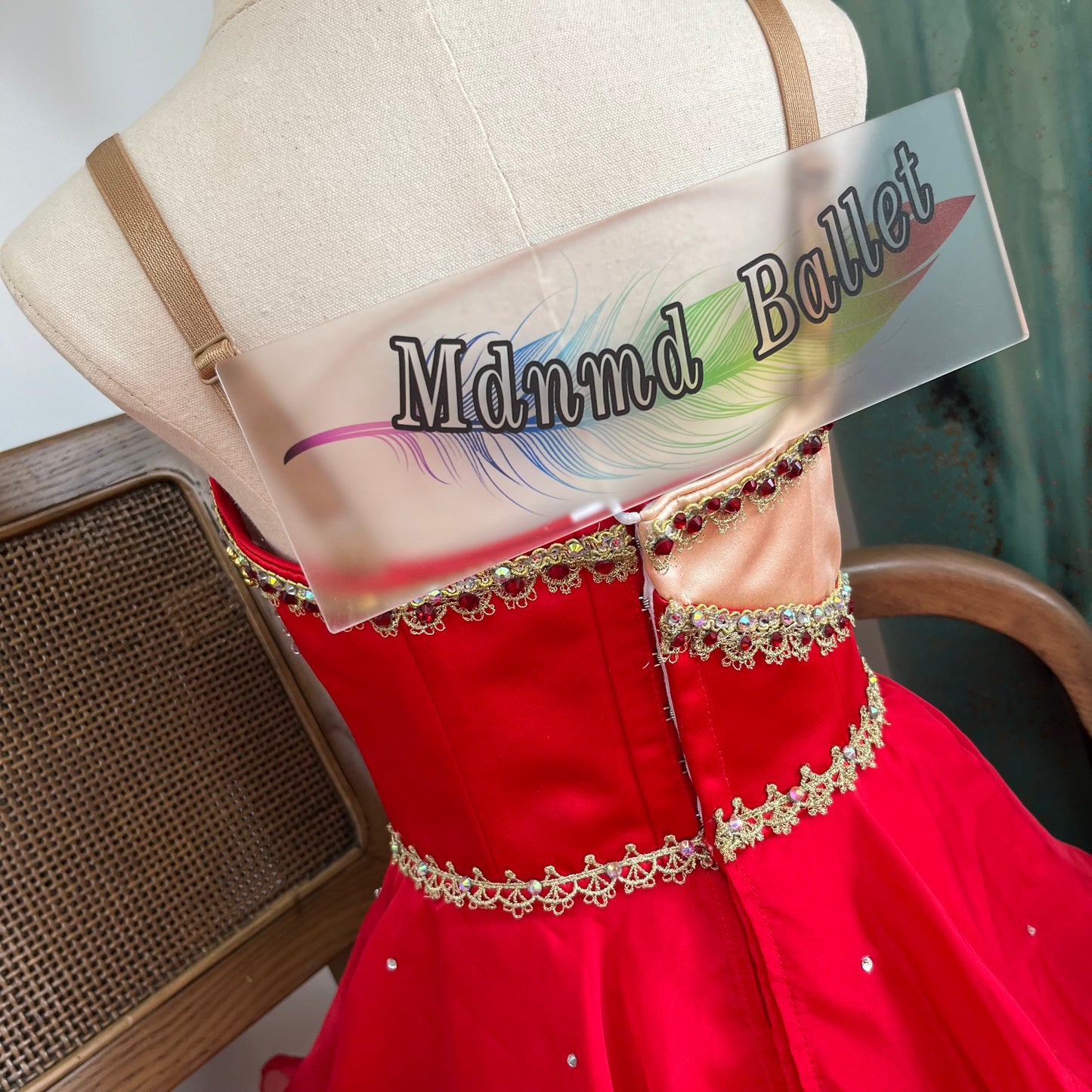 Professional classical ballet tutu. A passionate red Cupid design. Professional ballet dancers' ballet dress.-MDC1079