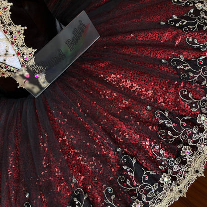Professional Classical Black, Red and Gold Platter Ballet Tutu for Youth America Grand Prix (YAGP)-MDT1204