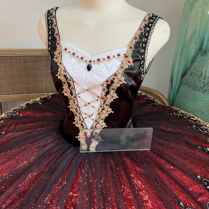 Professional Classical Black, Red and Gold Platter Ballet Tutu for Youth America Grand Prix (YAGP)-MDT1204