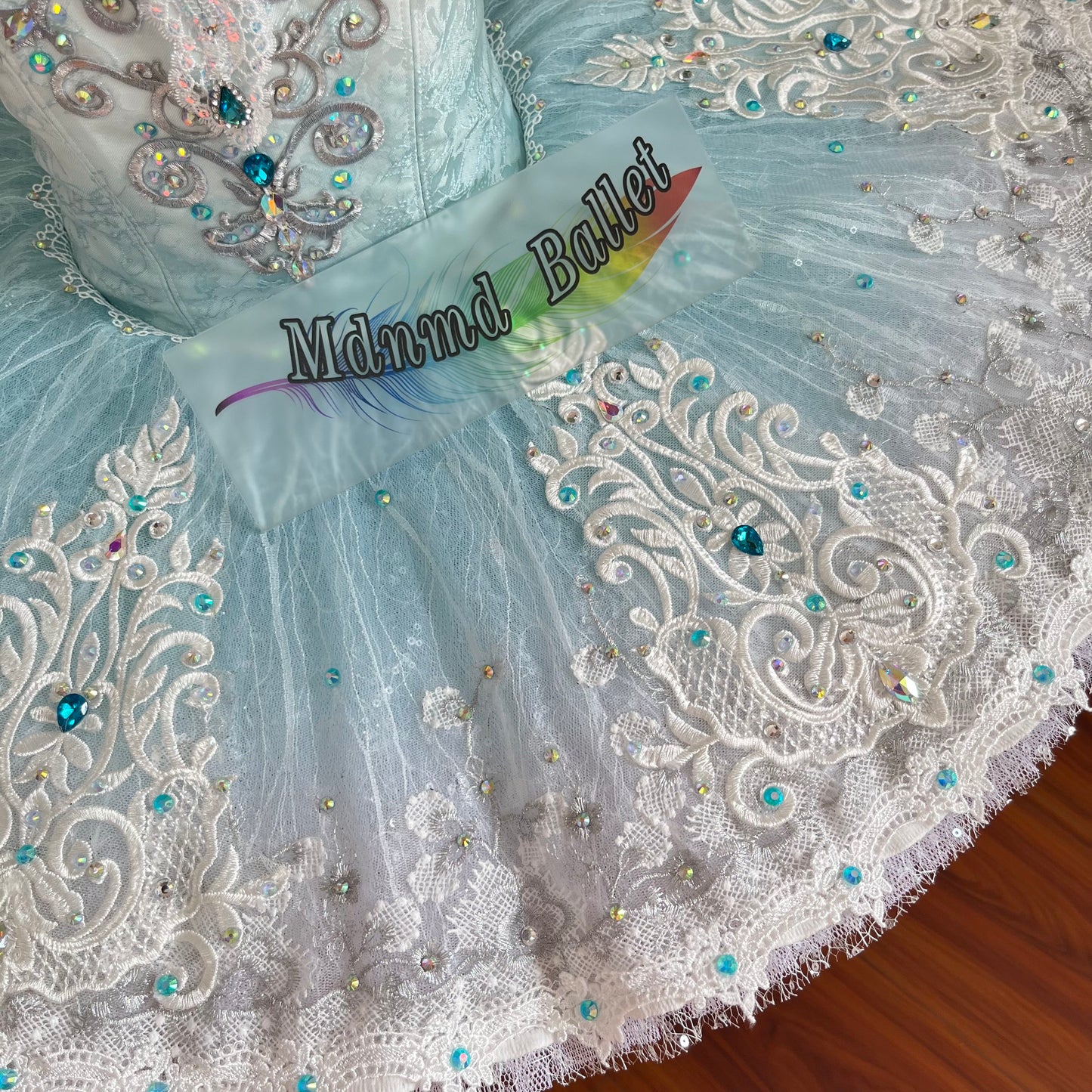 Professional ballet dress.Aqua blue Bluebird-themed ballet dress.Professional ballet dancers' ballet dress.-MDT0421