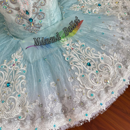 Professional ballet dress.Aqua blue Bluebird-themed ballet dress.Professional ballet dancers' ballet dress.-MDT0421