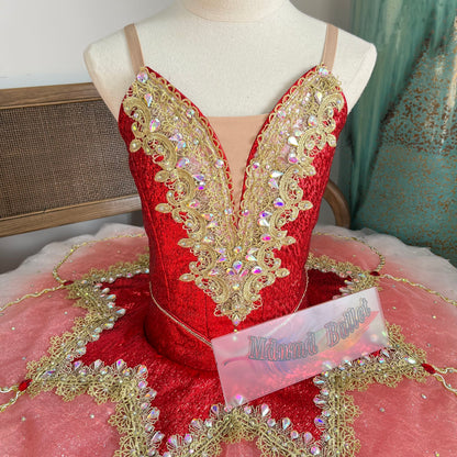 Red professional ballet skirt, a performance costume for professional ballet dancers.-MDT1237