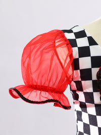 Girls Black White Checkered Tutu Dress Red Sequin Heart Bow Dance Costume