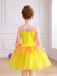 Girls Yellow Sequin Ballet Tutu Dress, Sparkle Performance Costume-ALP076