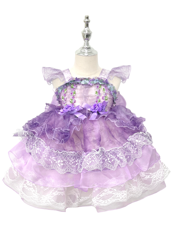 Purple Lavender Lace Lolita Princess Dress for Toddlers Girls-W26057