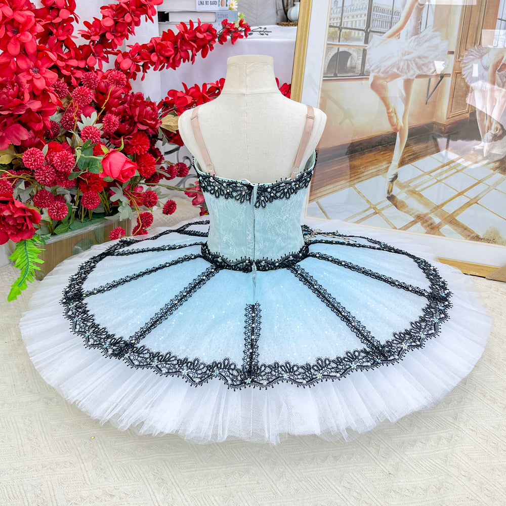 Professional Paquita Blue Gradient Lace Ballet Performance Costume - Customizable for Adults and Children-MDT1675